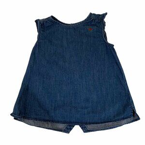 Hanna Andersson Girl's Size 140 (US 10) A-Line Top Denim Embroidered Sleeveless